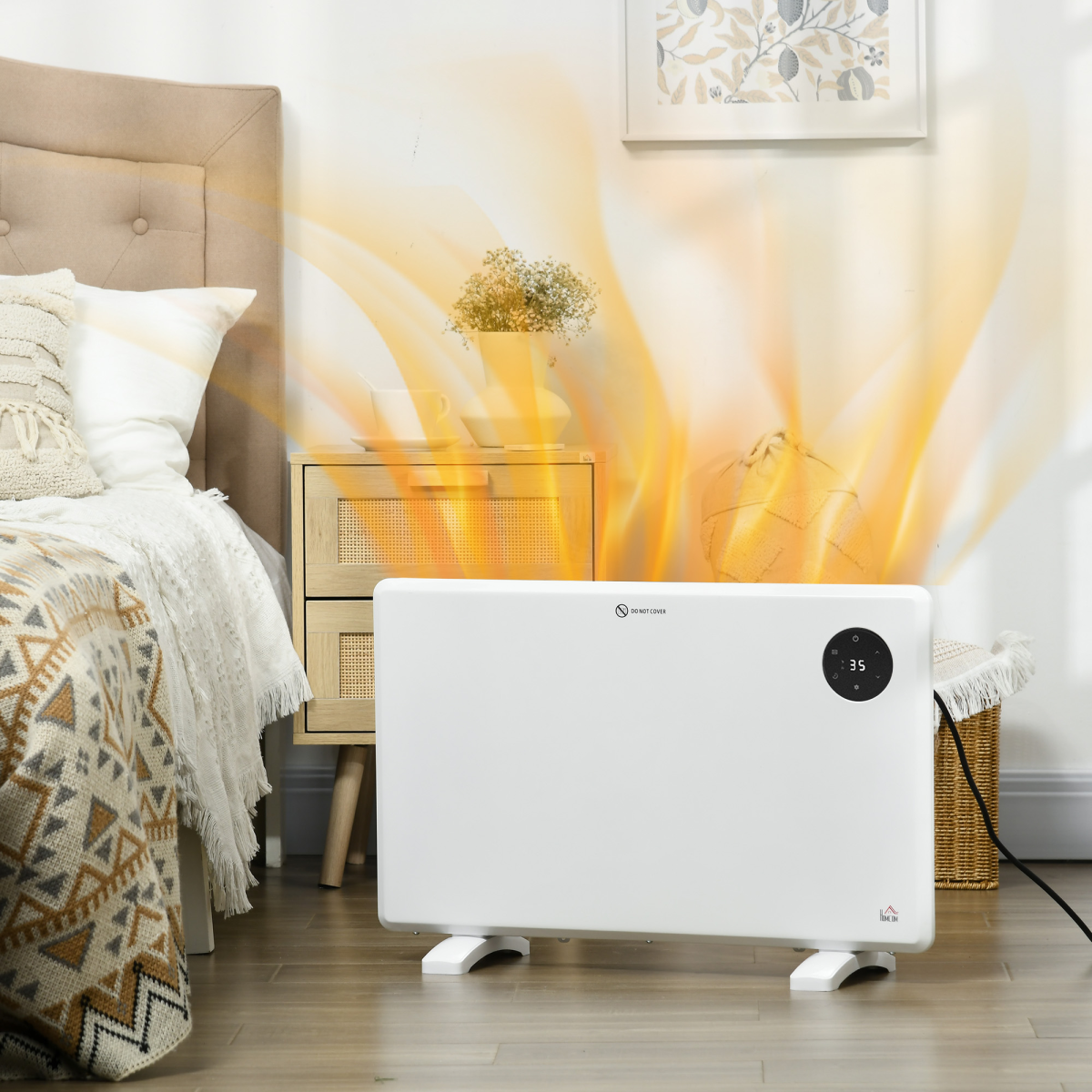 1200W Electric Convector Heater, Quiet Space Heater with LED Display, White