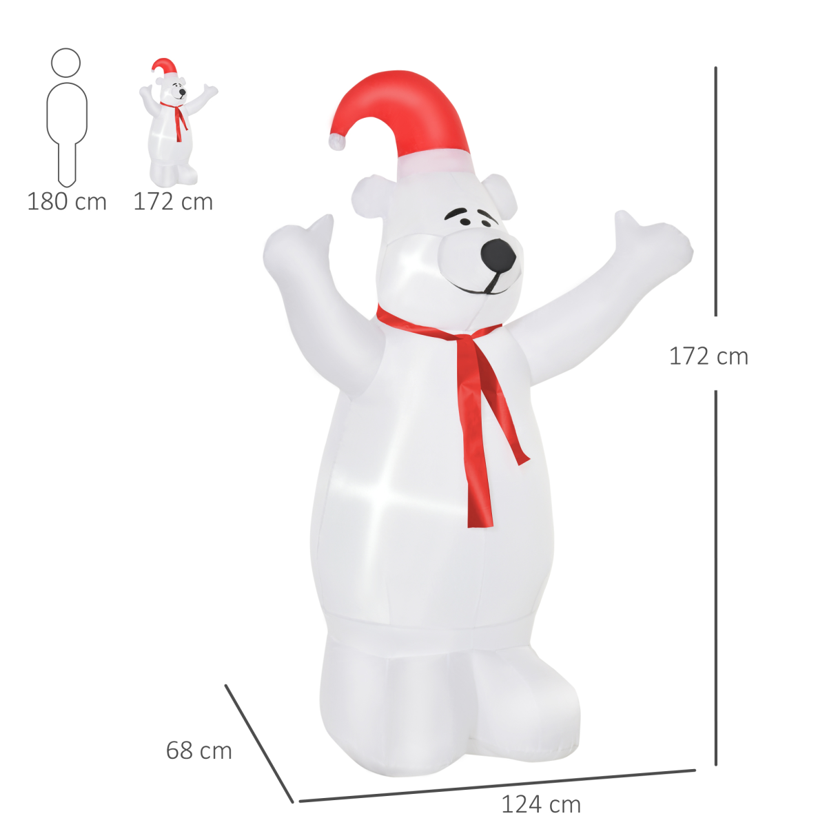 6ft Tall Outdoor Inflatable Bear Airblown Projection Holiday Christmas Lawn
