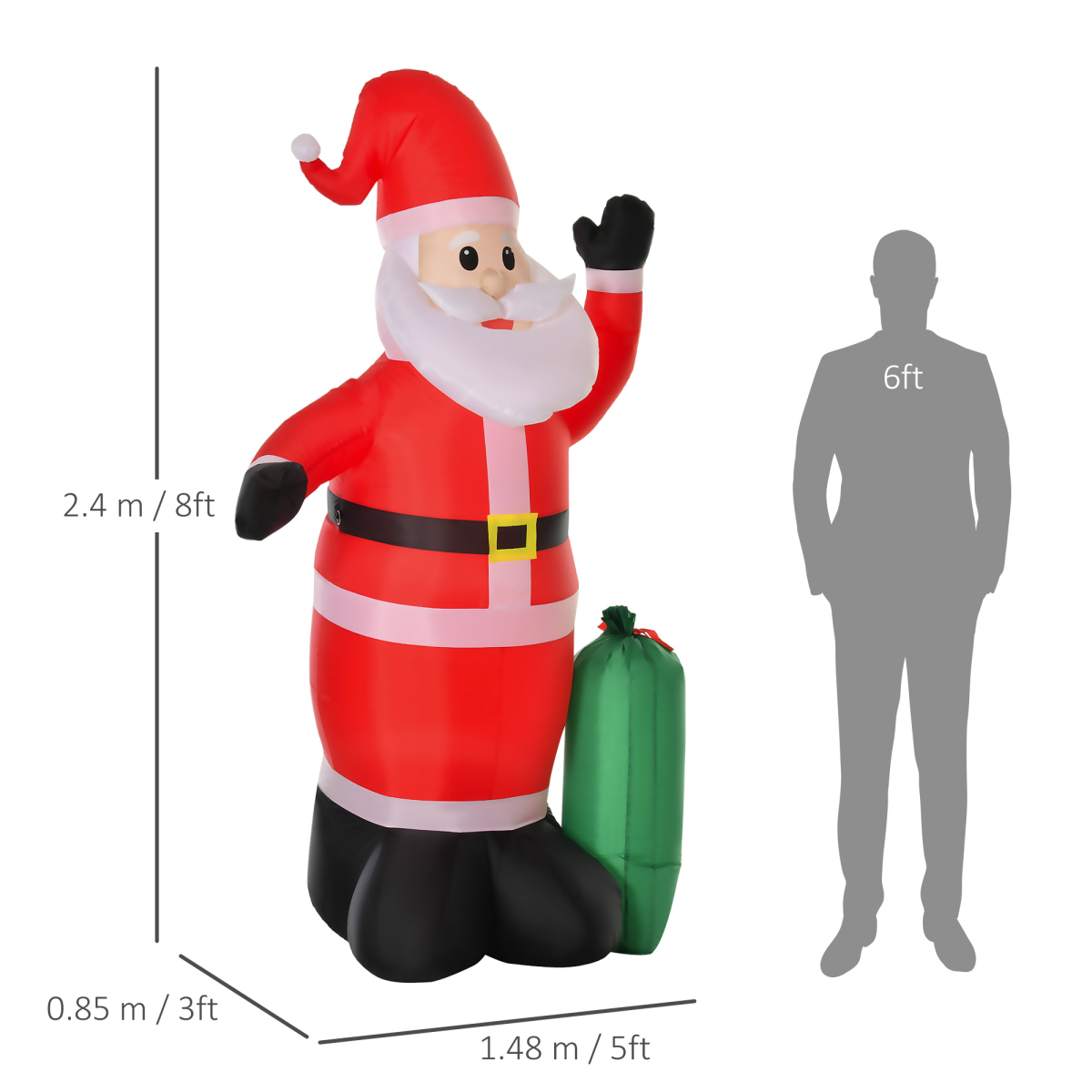 7.5ft Inflatable Christmas Santa Claus with LED Air Blown Outdoor Yard Deco