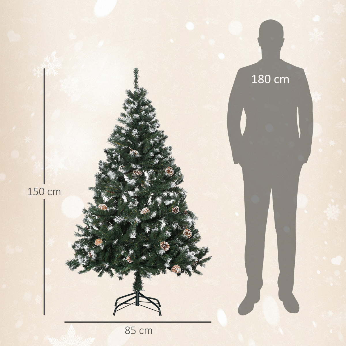 5FT Artificial Christmas Tree Xmas Indoor Decoration, Automatic Open HOMCOM