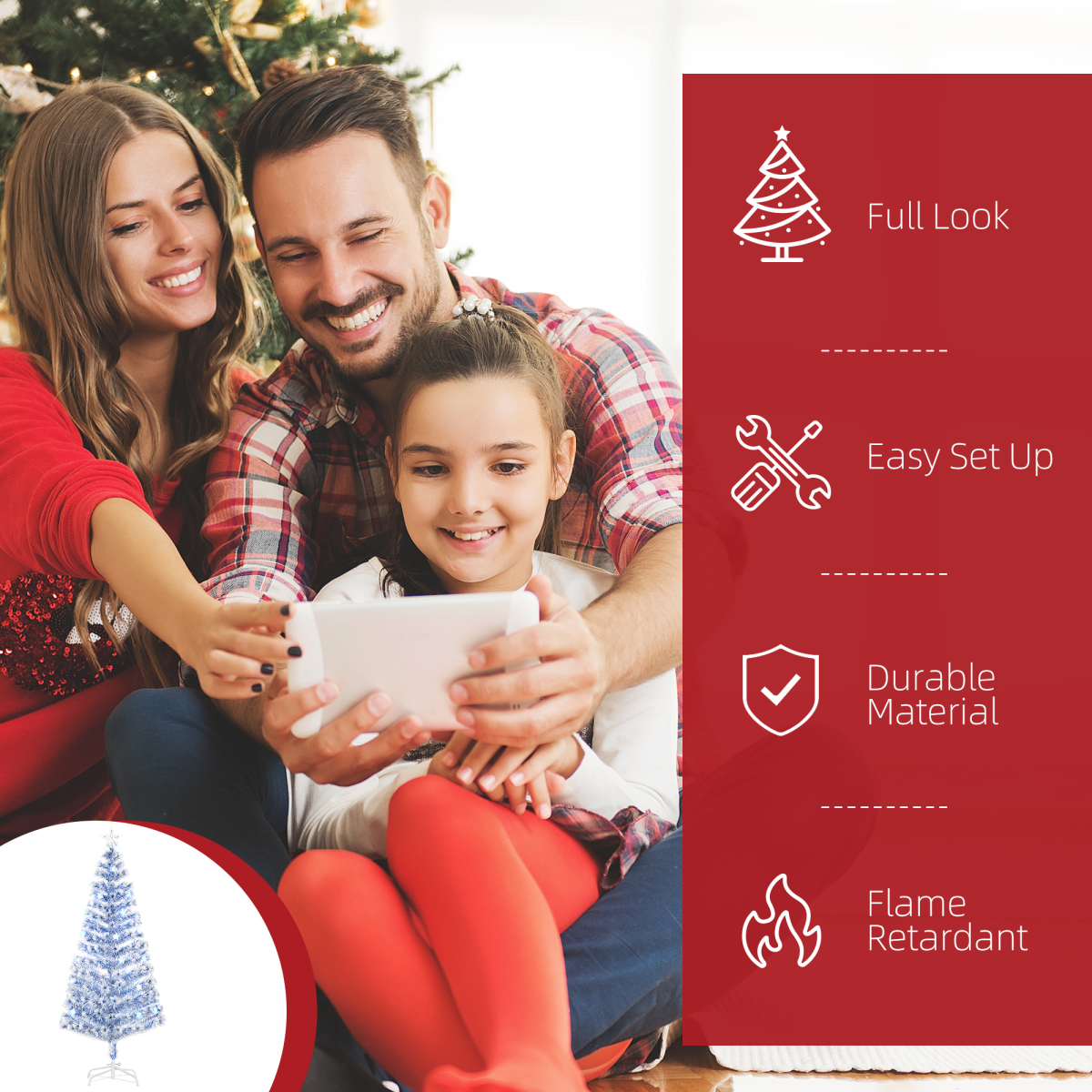 Artificial Fibre Optic Christmas Tree Seasonal Decoration w/ 26 LED HOMCOM