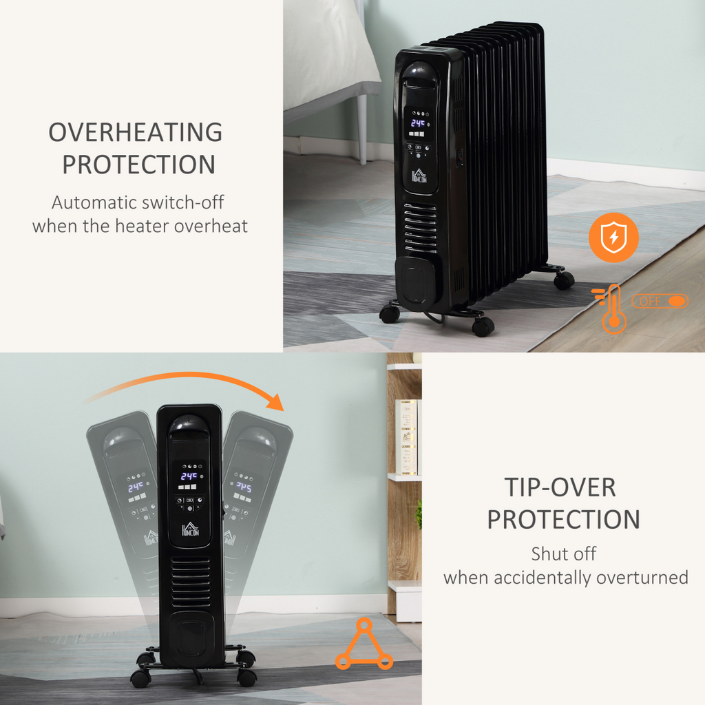 2720W Digital Oil Filled Radiator Portable Electric Heater with LED Display