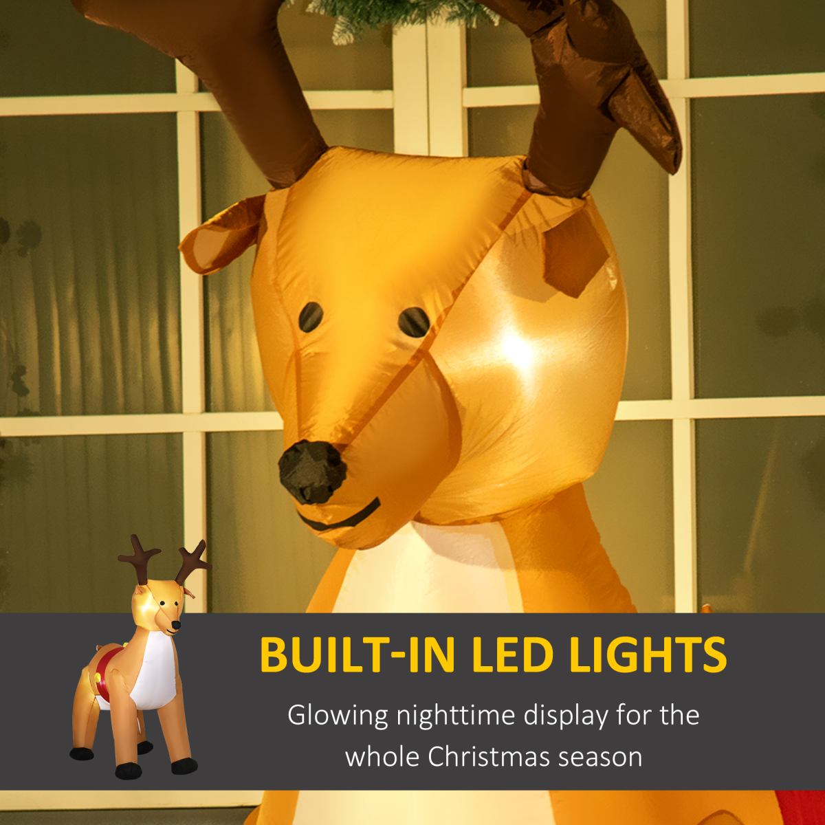 6ft Christmas Inflatable Reindeer Deco Xmas  Lights Indoor and Outdoor Animal