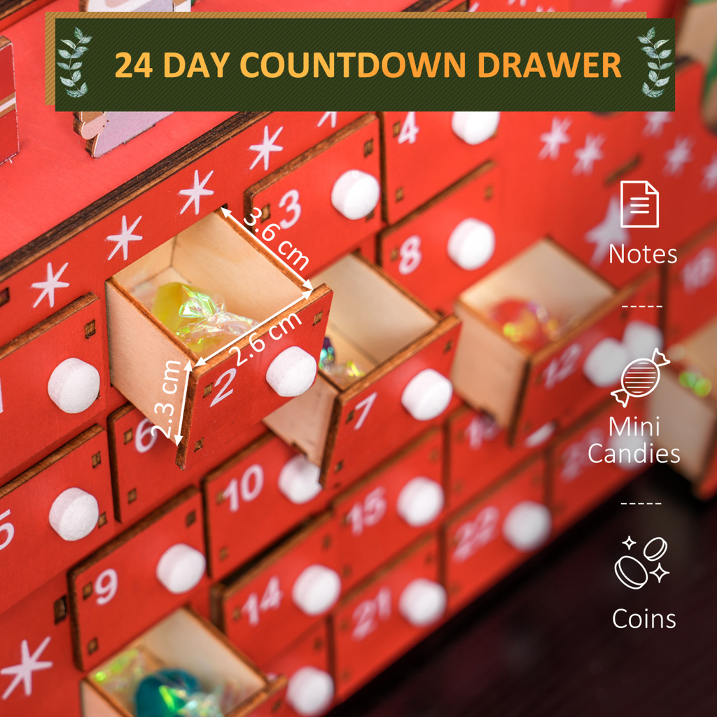 HOMCOM Advent Calendar, Christmas Countdown Calendar with 24 Drawers