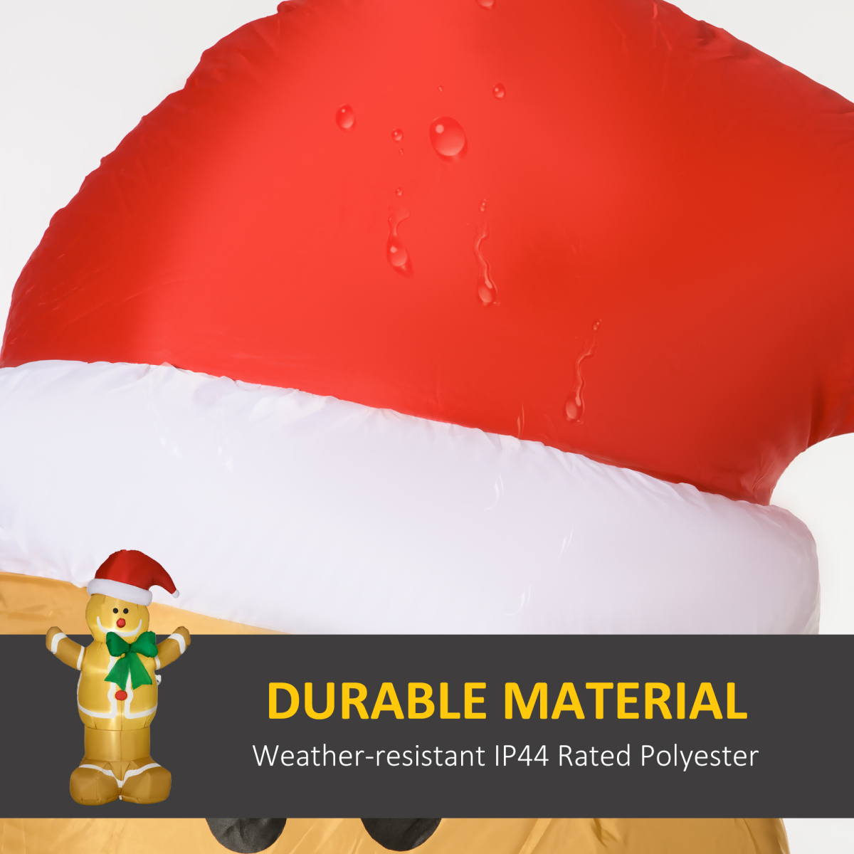 HOMCOM 6ft Christmas Inflatable Gingerbread Man & Santa Hat w/ LED Lights