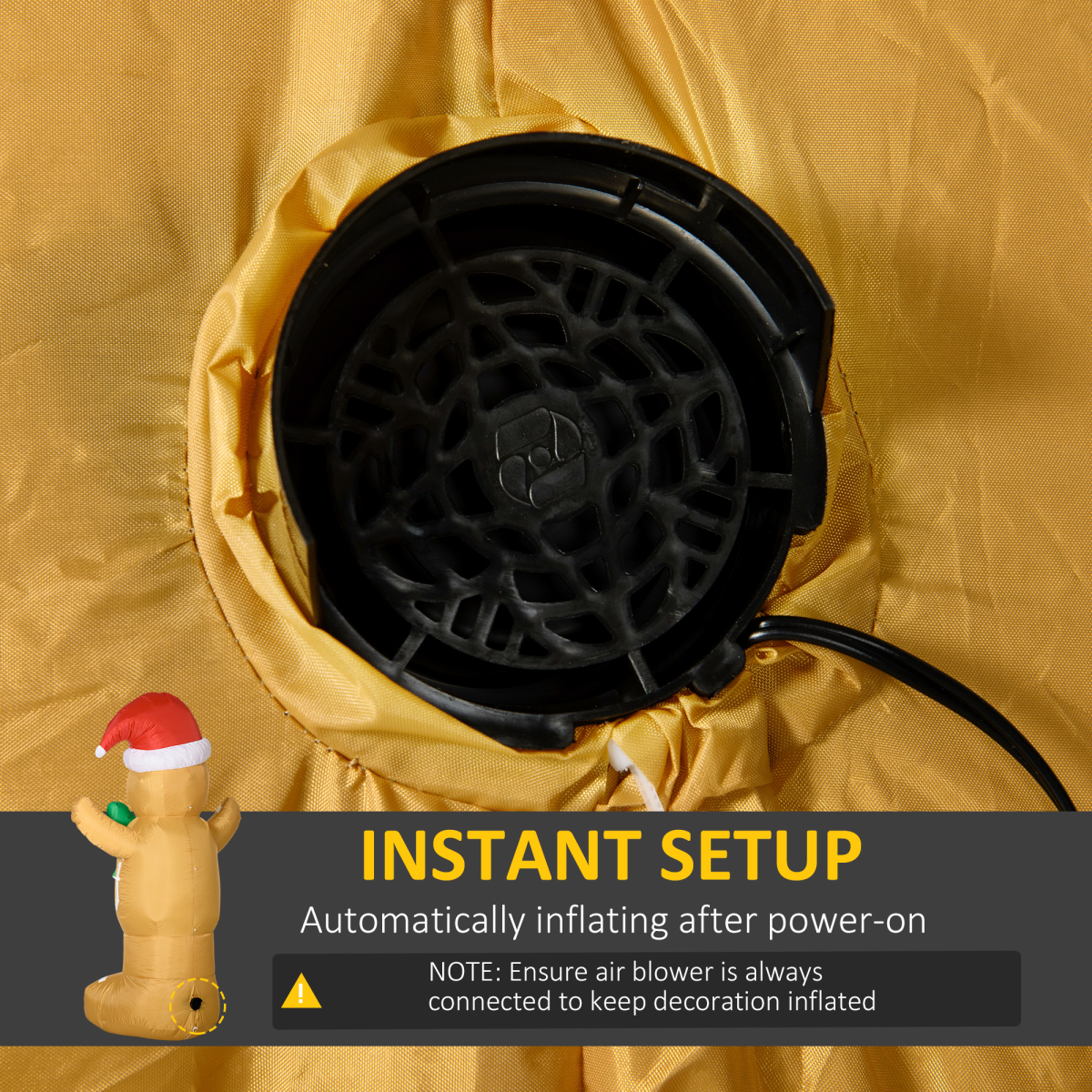 HOMCOM 6ft Christmas Inflatable Gingerbread Man & Santa Hat w/ LED Lights