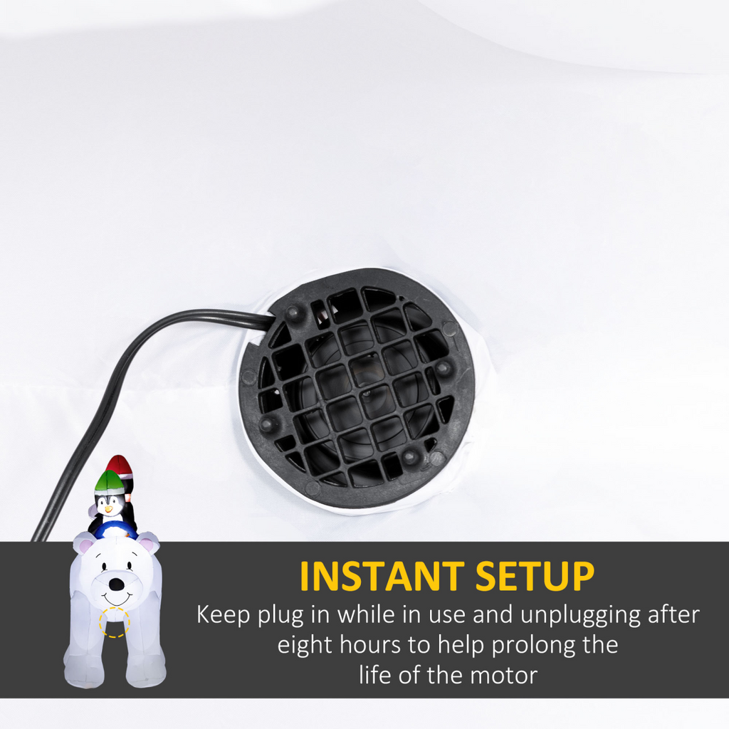 Outsunny 6.4FT Christmas Inflatable Two Penguins Riding on Polar Bear