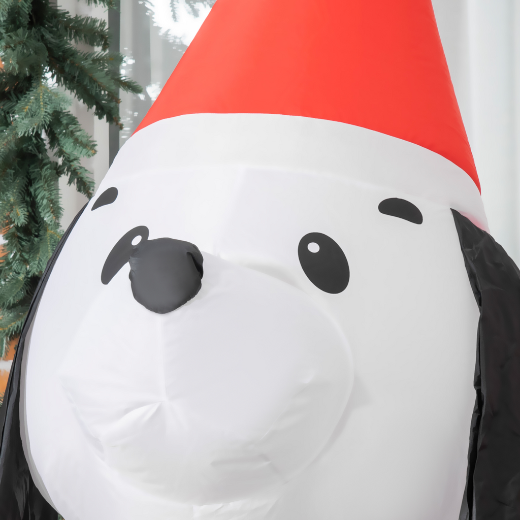 6ft Inflatable Christmas Puppy Dog Wearing Santa Hat Lighted Outdoor Indoor