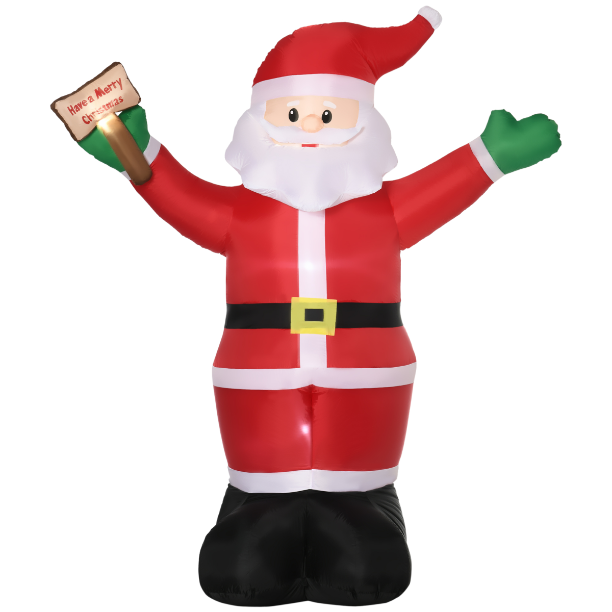 Outsunny 8' Inflatable Christmas Santa Claus Holds Light Sign of Blessings LED