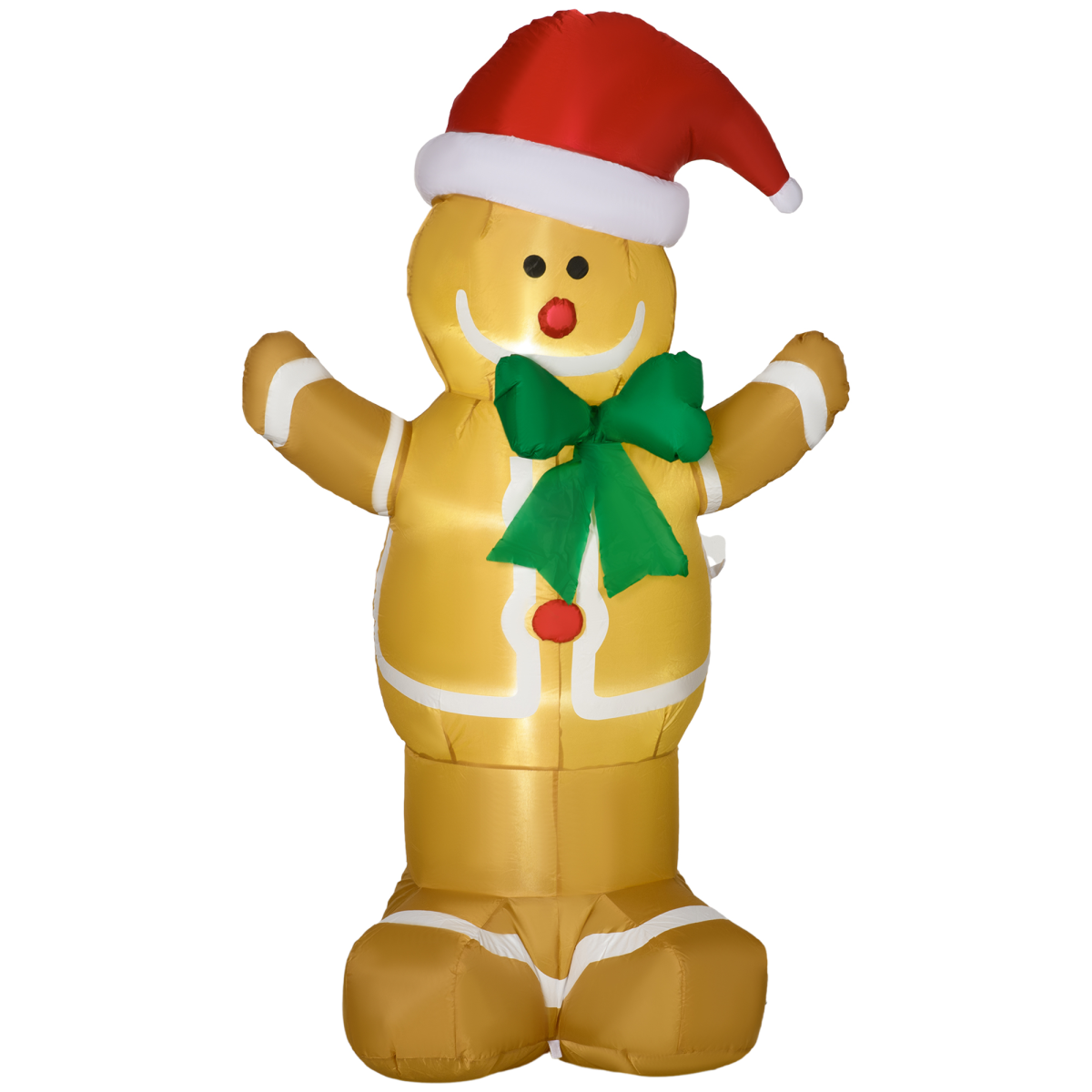 HOMCOM 6ft Christmas Inflatable Gingerbread Man & Santa Hat w/ LED Lights
