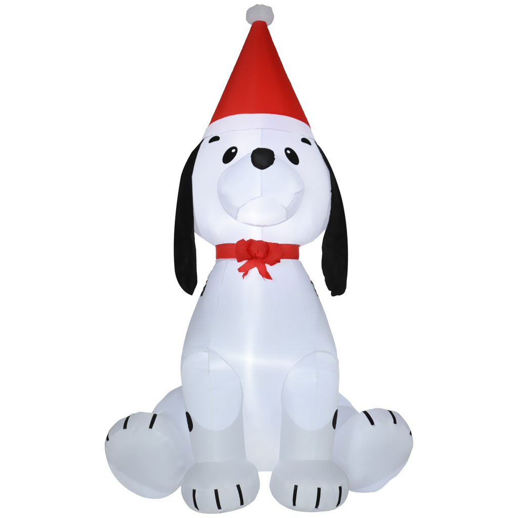 6ft Inflatable Christmas Puppy Dog Wearing Santa Hat Lighted Outdoor Indoor